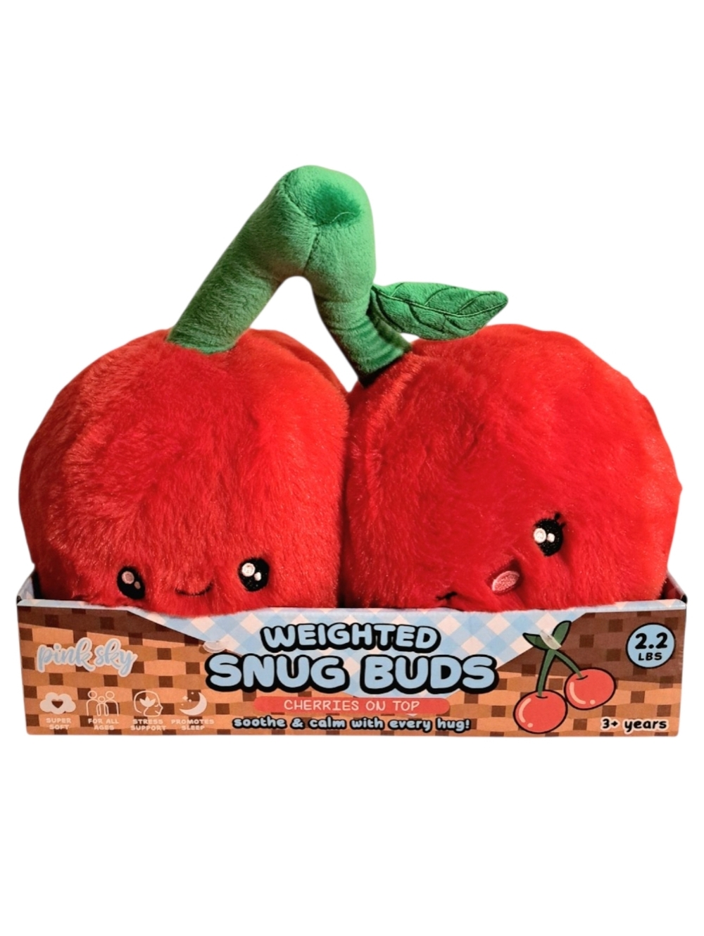 Pink Sky Cherries On Top Weighted Snug Buds Plush